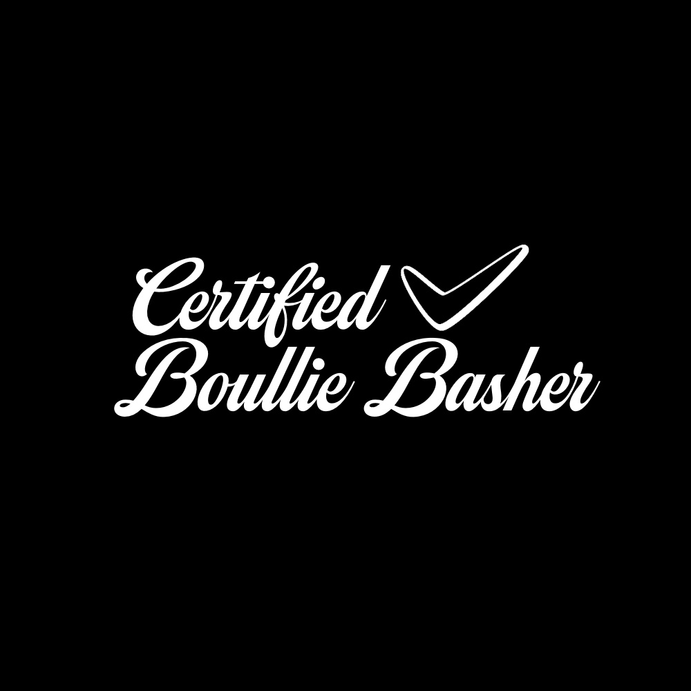 Certified Boullie Basher White Vinyl Window Sticker