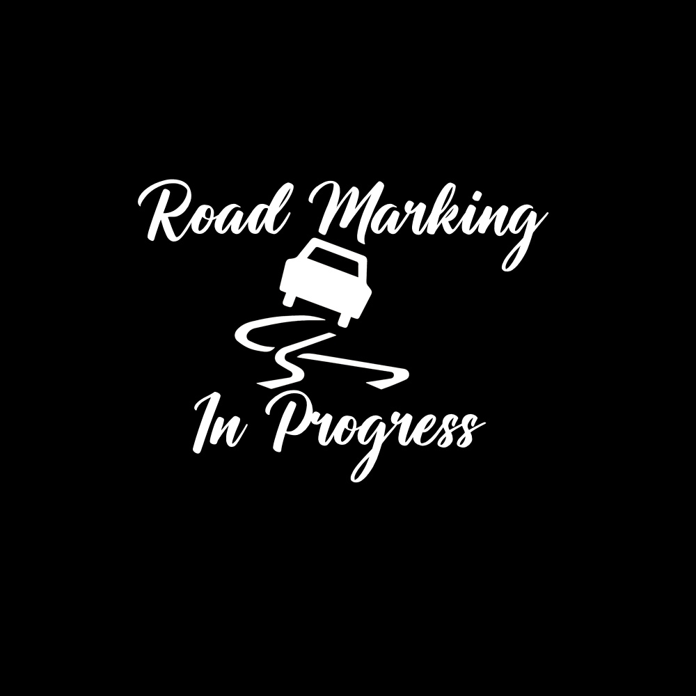 Road Marking In Progress White Vinyl Window Sticker